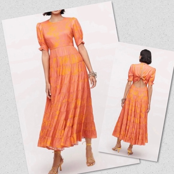 DIANE VON FURSTENBERG NWT Orange Zadie Lepar in Lepic Argos Maxi Dress Size 14 - Picture 1 of 13